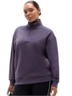 Athleta Forever Fleece 1/4 Zip Sweatshirt size M Twilight